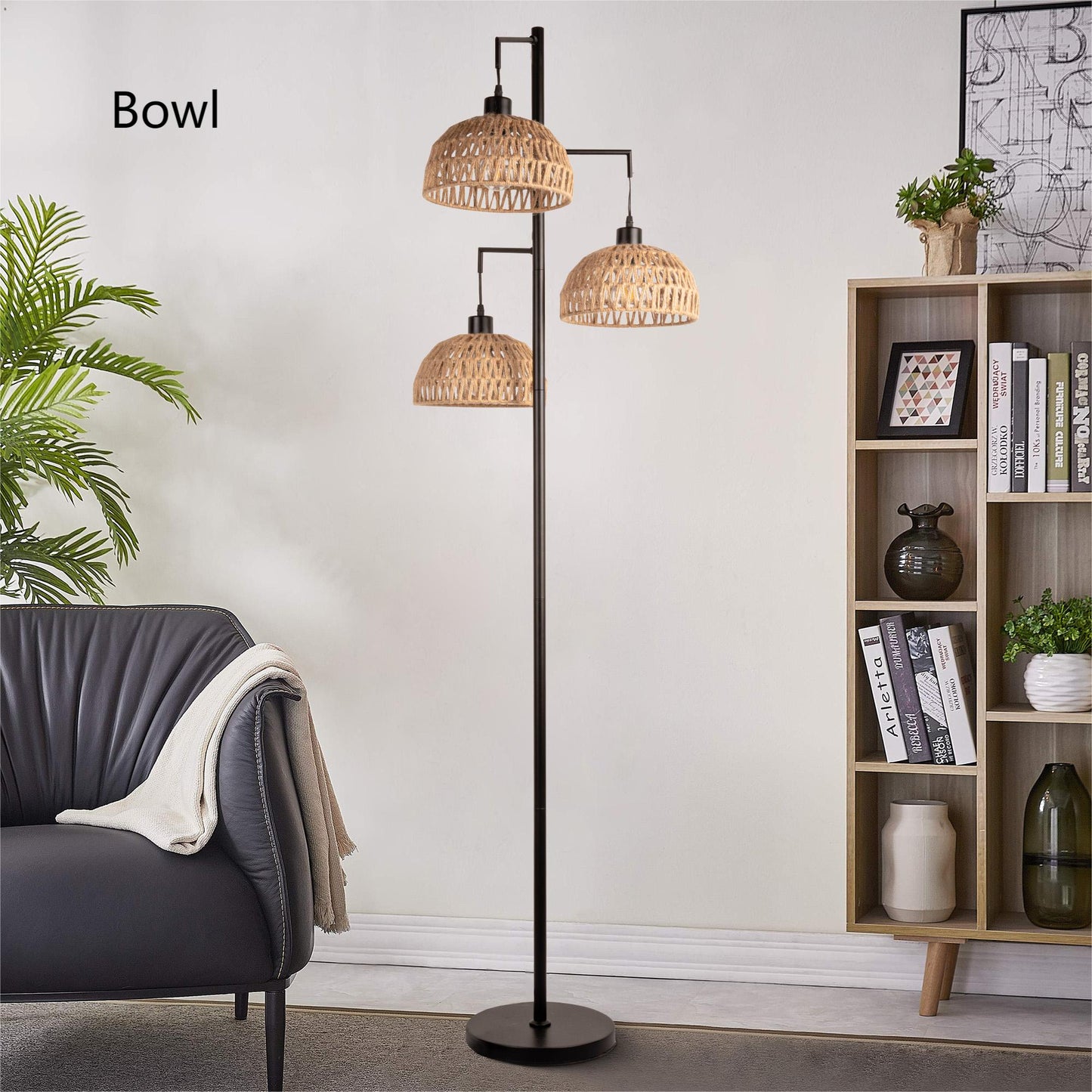 Indoor Boho Rattan Floor Lamp-6