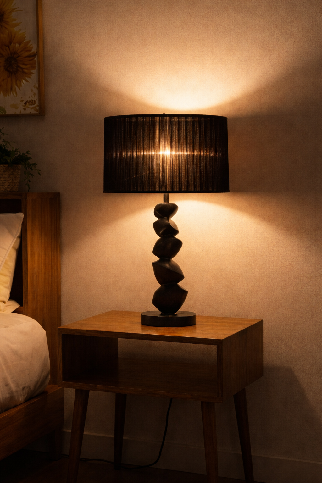 Black Table Lamp with Dark Shade LED Desk Lamp