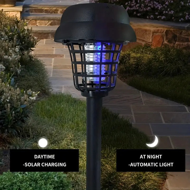 NNETM 2pcs Solar Mosquito Killer Lamp Set - Outdoor Waterproof Fly Trap & Insect Repellent