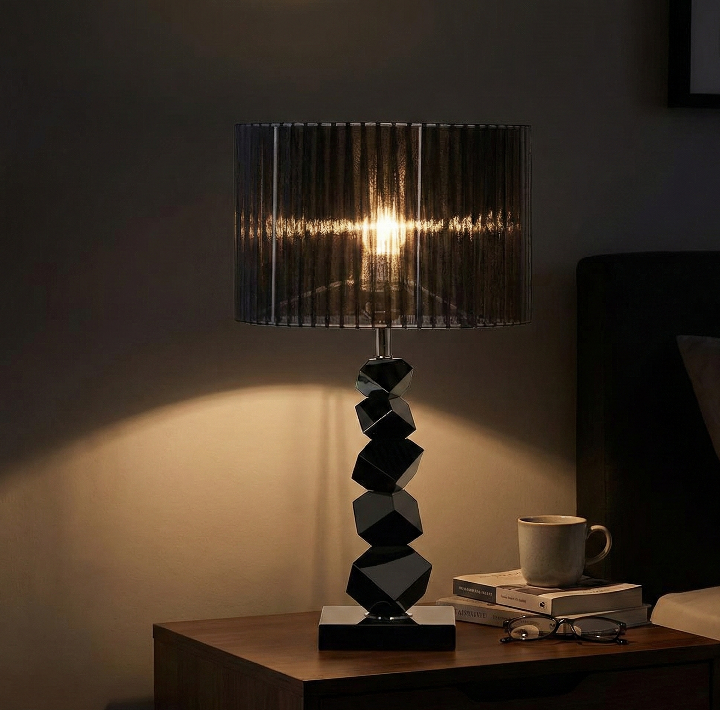 Black Table Lamp with Dark Shade LED Desk Lamp
