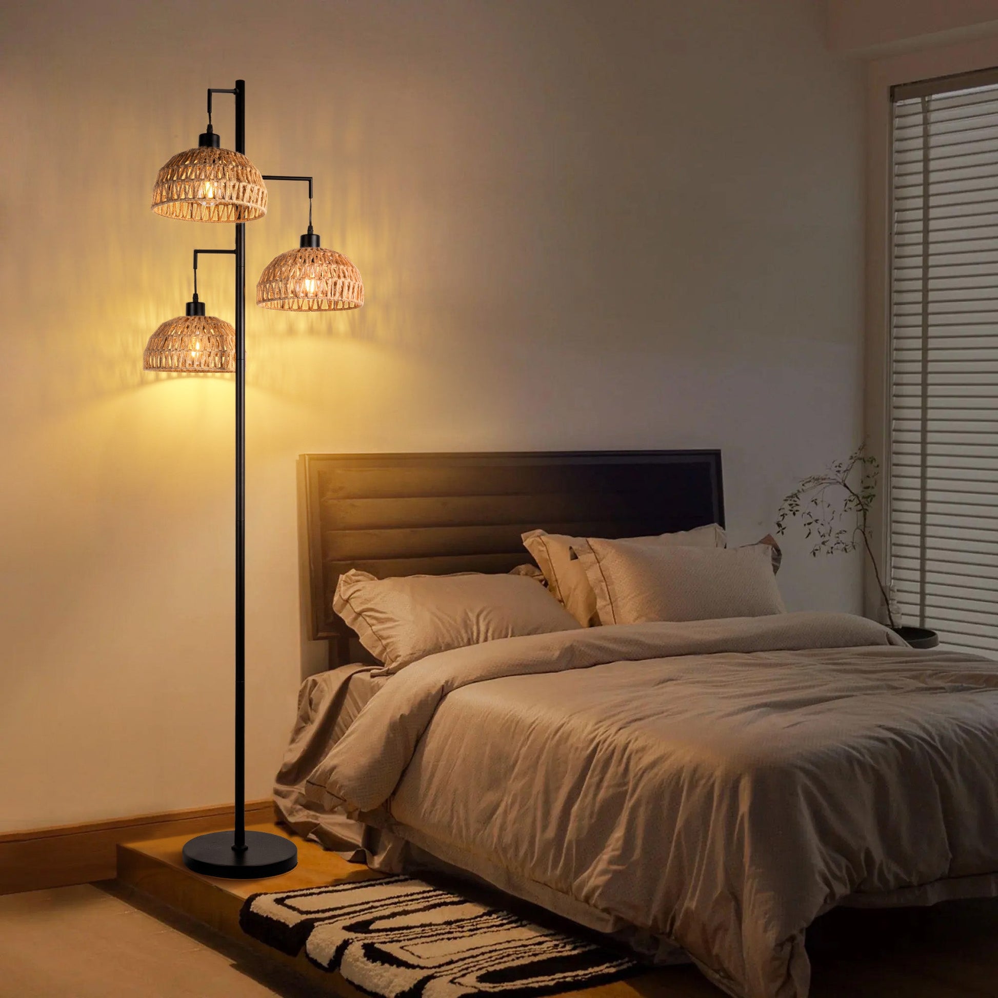 Indoor Boho Rattan Floor Lamp-2