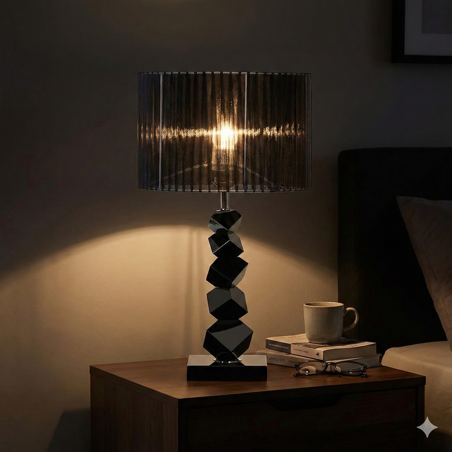 Black Table Lamp with Dark Shade LED Desk Lamp