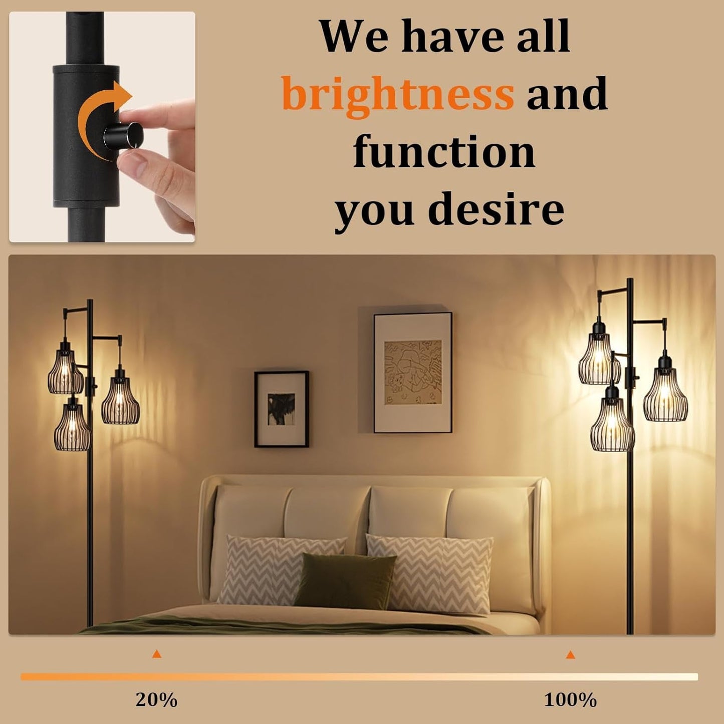 Dimmable Floor Lamp SeventyInch Black Edison Bulbs Included-1